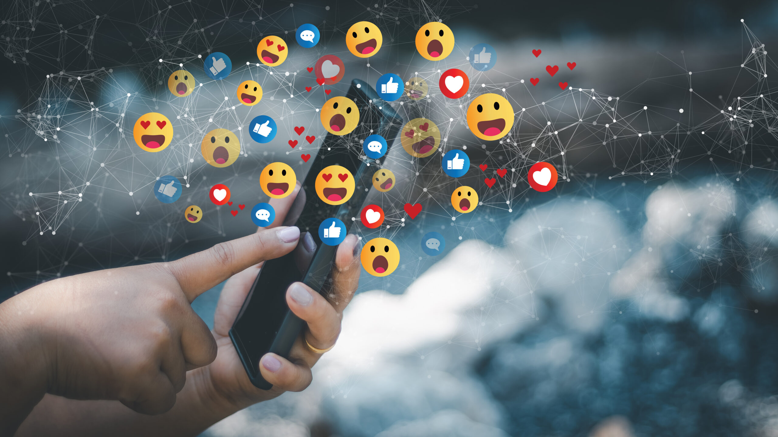 Social media technology concept, man hand using smartphone Login to the online network Use social media to do business and marketing payment from home through the Internet.